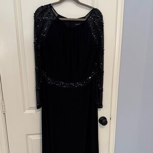 Elegant MARINA  Black Beaded Evening Dress Sz 20